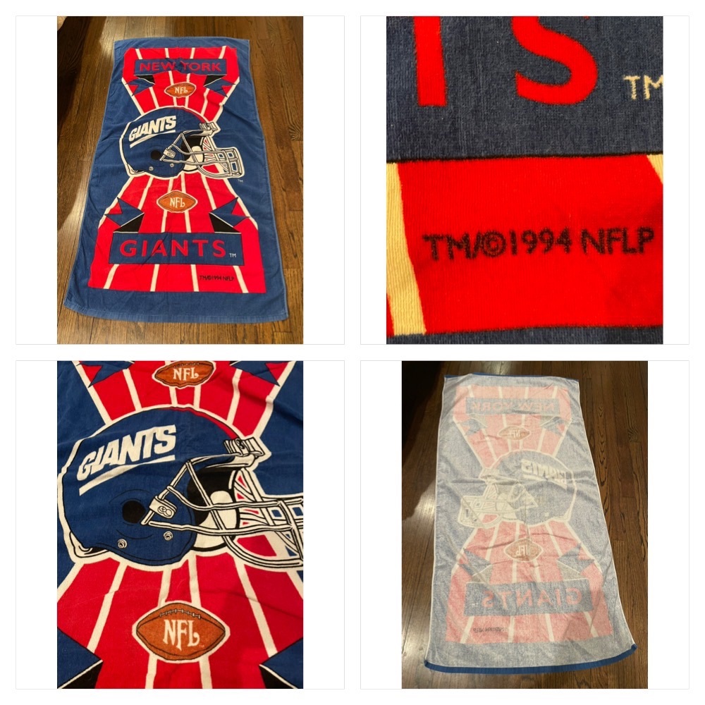 Vintage 1994  NEW YORK GIANTS Beach towel TM 1994 NFLP